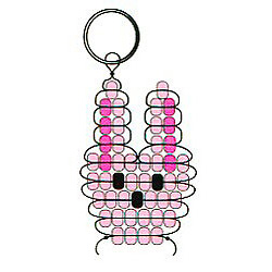 Beaded Bunny Key Chain Pattern - Free Beaded Rabbit Keyring Pattern - Free Beaded Keyring Craft Instructions