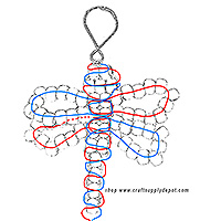 Cord threading pattern for beaded butterfly keychain.