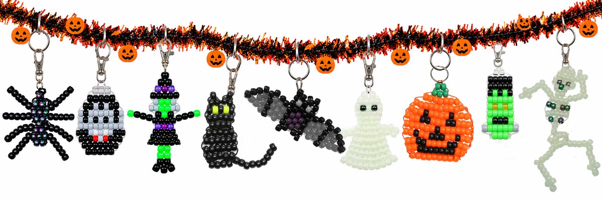 DIY Halloween Garland with Spooky Characters Pattern - Fun Halloween Pony Bead Crafts
