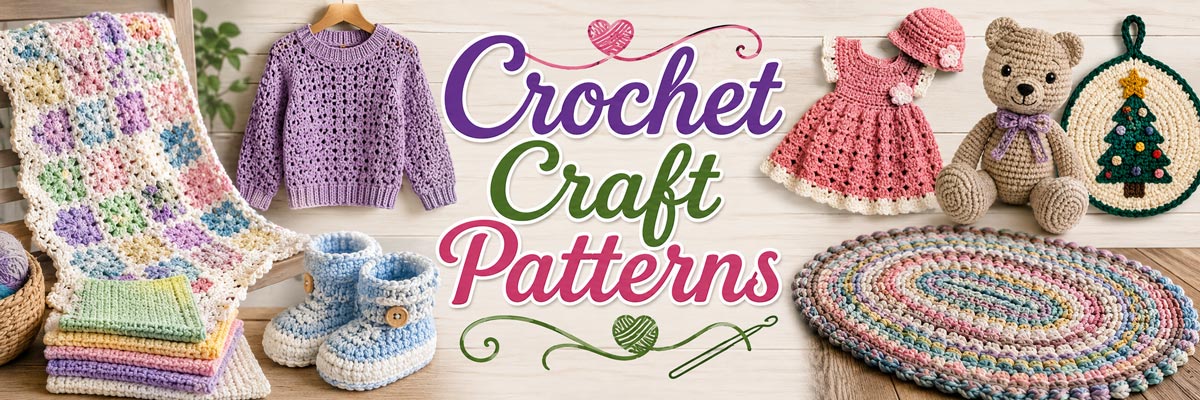 Free crochet patterns, projects and instructions for afghans, sweaters, baby booties, dishcloths, stuffed animals, doll clothes, ornaments, rugs and more.