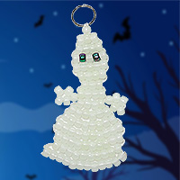 Beaded Ghost Key Chain Pattern - Free Beaded Ghost Keyring Pattern - Halloween Key Rings