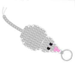 Beaded Mouse Key Chain Pattern - Free Beaded Mouse Keyring Pattern - Fun Beaded Key Rings